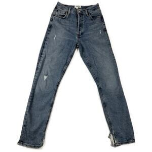 AGOLDE Nico High Rise Jeans SZ 24 Slim Fit Organic Denim Button Fly